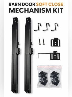 2PCS Barn Door Soft Close Mechanism Kit w/ Hardware Black